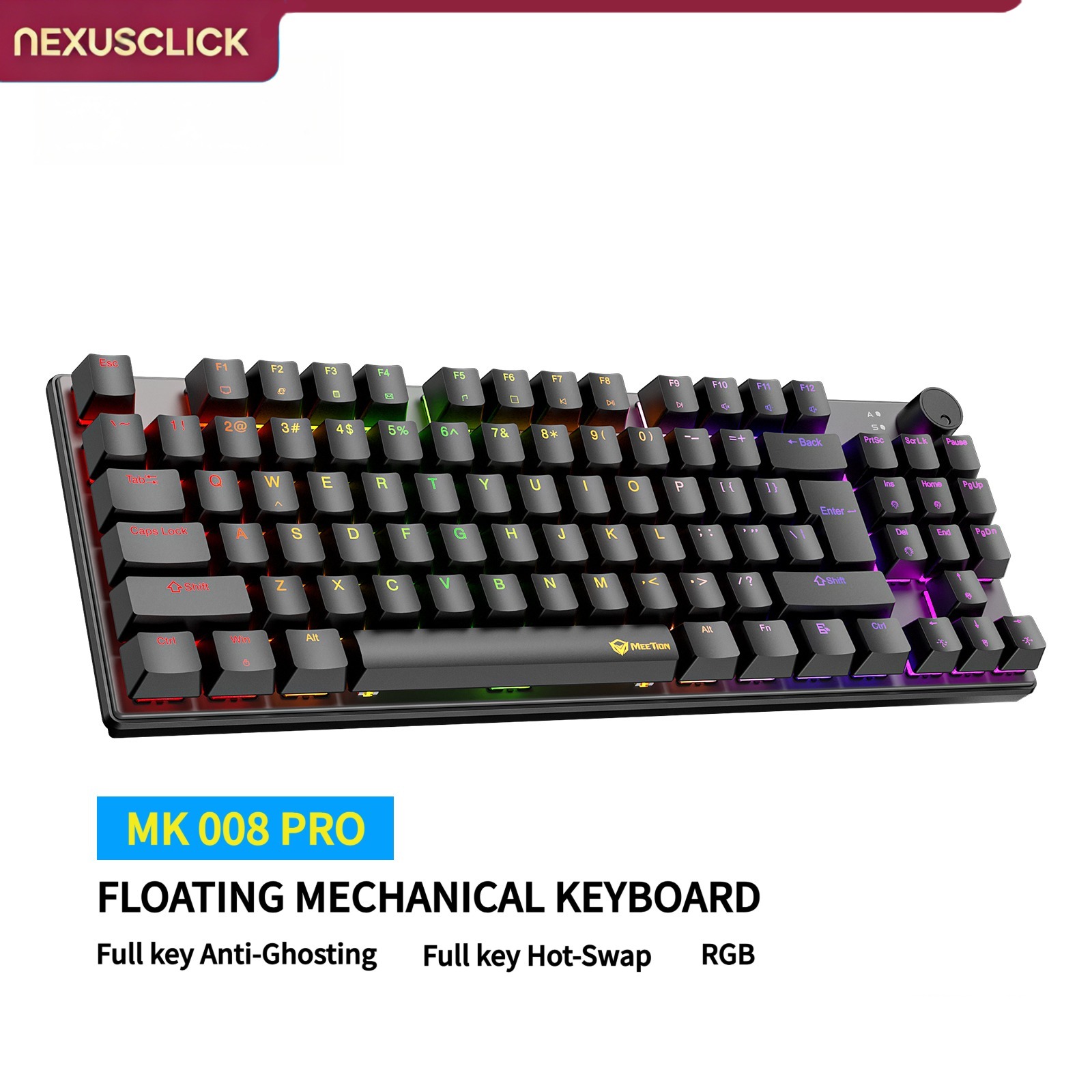 Anti-Ghosting Keyboard - NexusClick 88-toetsen Hot Swappable Mechanisch Toetsenbord,