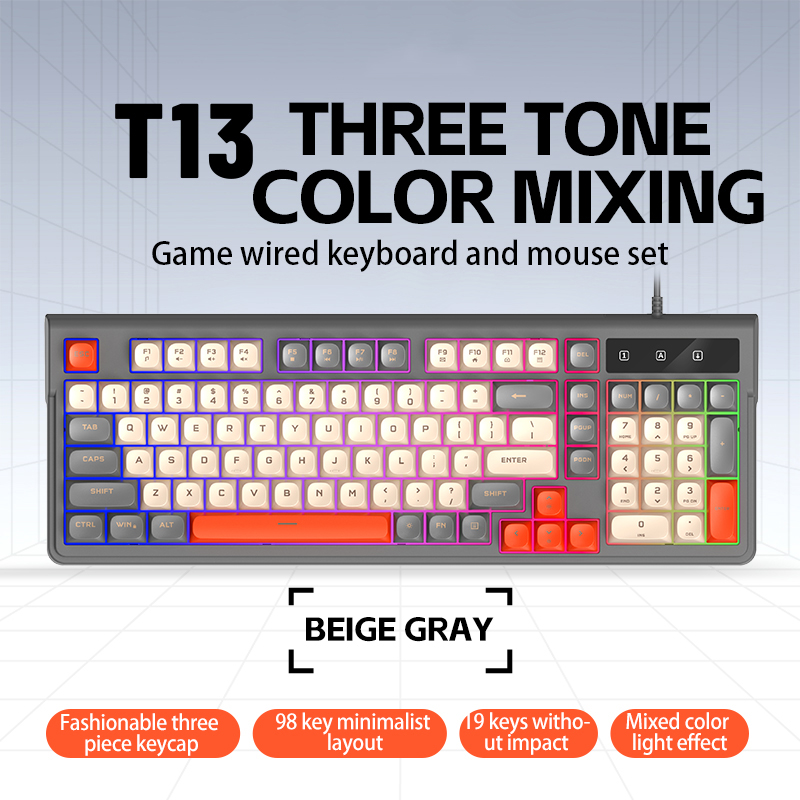 Anti-Ghosting Keyboard - Nieuw T13 Bedraad Gaming Toetsenbord 98